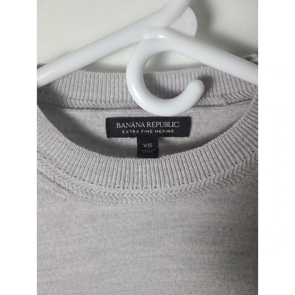Banana Republic Sweater‎ Men XS Gray Extra Fine Merino Wool Crewneck Pullover